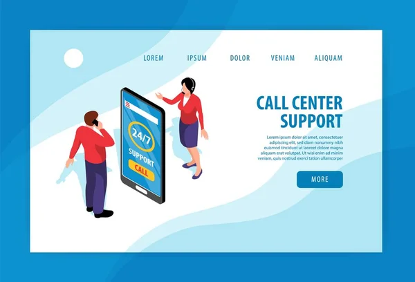 Conceito de Call Center Banner — Vetor de Stock