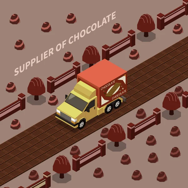 Leverantör av choklad Isomerisk bakgrund — Stock vektor