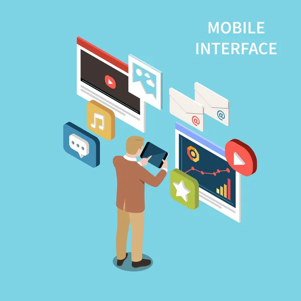 Mobile Interface Isometric Background — 스톡 벡터