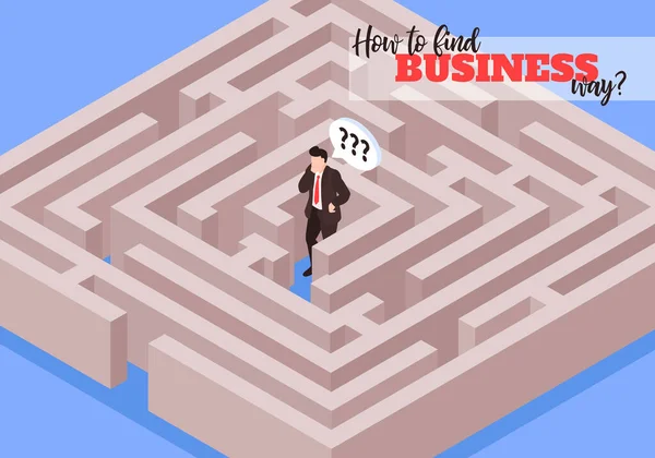 Business Maze Allegory Isometric — 스톡 벡터