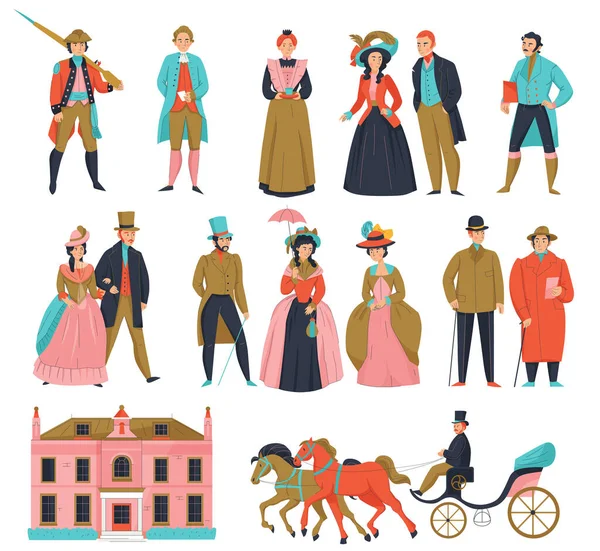 Medieval Fashion People Set — Stock Vector