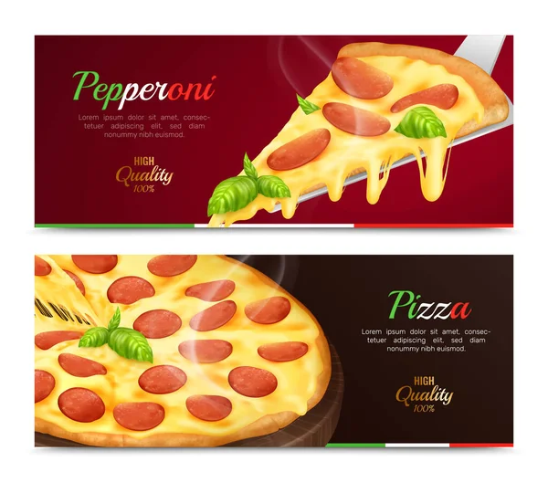 Conjunto de pancartas horizontales de pizza — Vector de stock