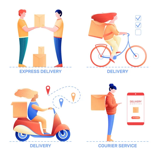 Delivery 2x2 Design Concept — Stock Vector