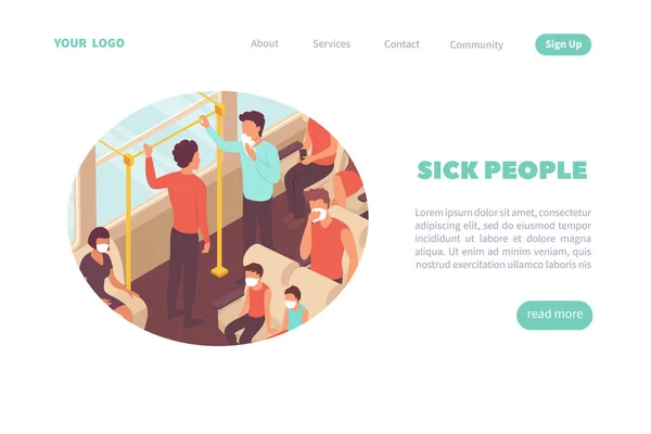 Sick People Website Page — 스톡 벡터