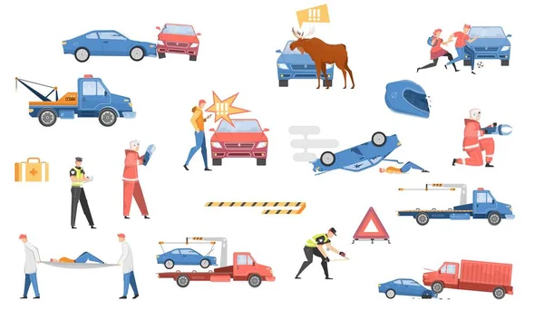 Car Accident Set — Stock Vector