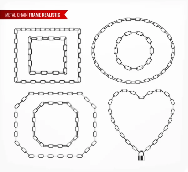 Metalen ketting frame realistische set — Stockvector