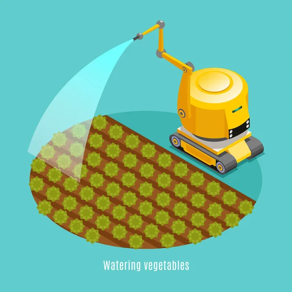Robots agrícolas Antecedentes isométricos — Vector de stock