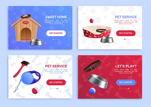 Dog Accessories Realistic Cards — 图库矢量图片