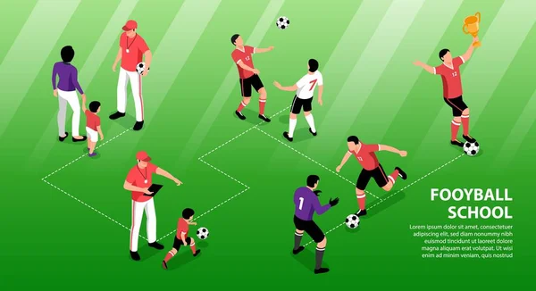 फुटबॉल स्कूल आइसोमेट्रिक इन्फोग्राफिक्स — स्टॉक वेक्टर
