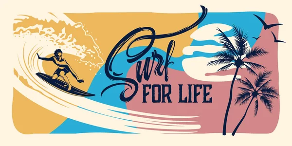 Surf pro život ručně kreslené ilustrace — Stockový vektor