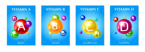 Vitaminas Suplementos Realistas — Vector de stock