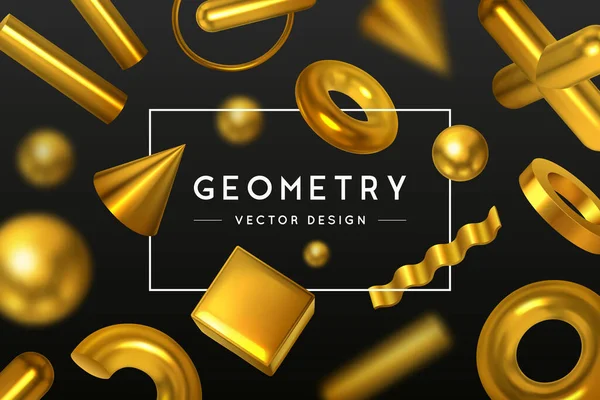 Geometry Golden Bodies Composition — Stock vektor