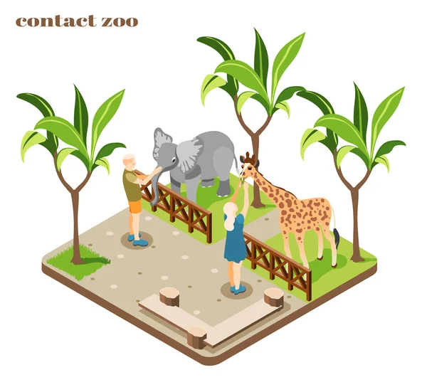 Contact Zoo Isometric Composition — Stock Vector