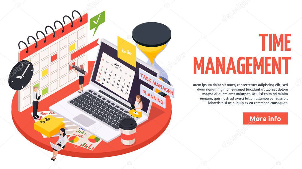 Time Management Planning Schedule Isometric Banner