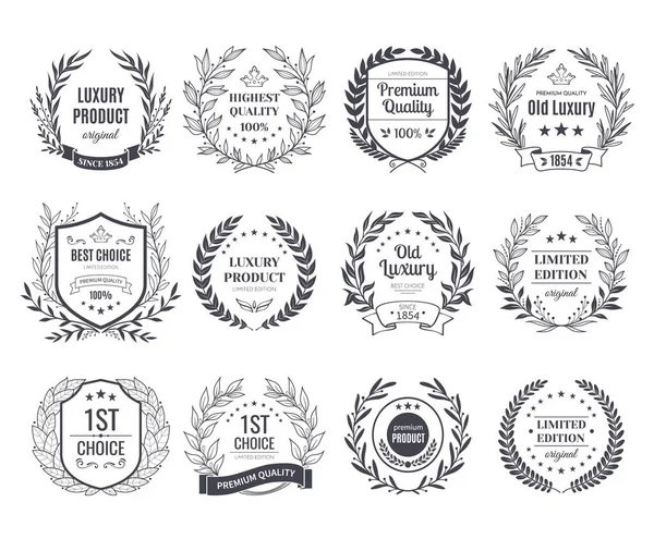 Awards Emblems Black White Set — Stock Vector