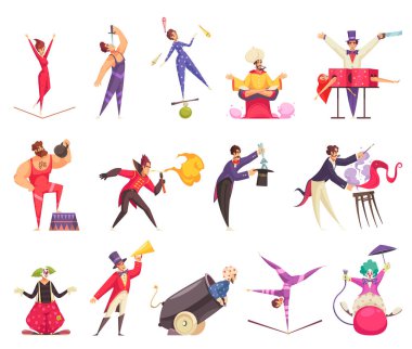 Circus Cartoon Icons Set