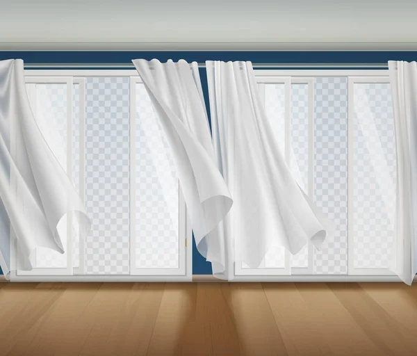 Billowing Curtains Transparent Composition — 스톡 벡터