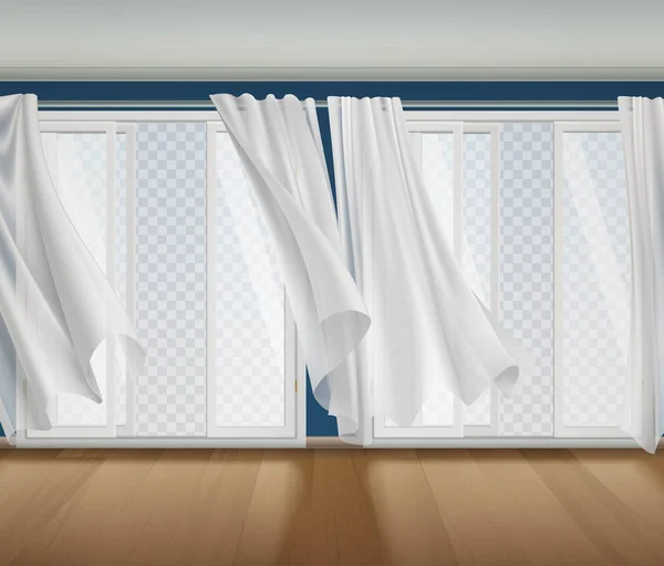 Billowing Cortinas Composição transparente — Vetor de Stock