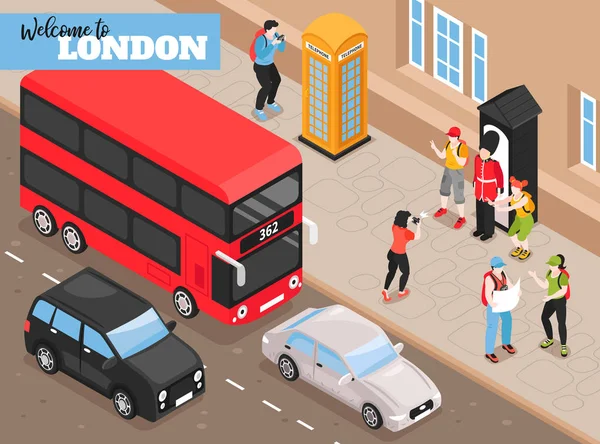 Bienvenue à Londres Isometric Background — Image vectorielle