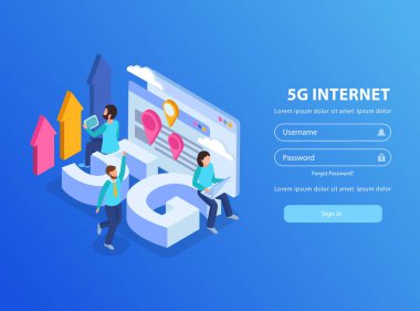 5g Internet Isometric Background