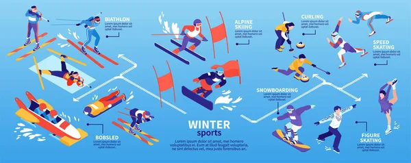 Wintersport Isometrische infographics — Stockvector