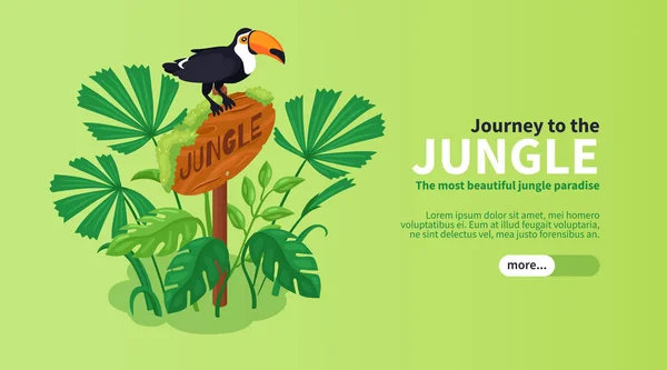 Jungle Isometric Horizontal Banner — 스톡 벡터