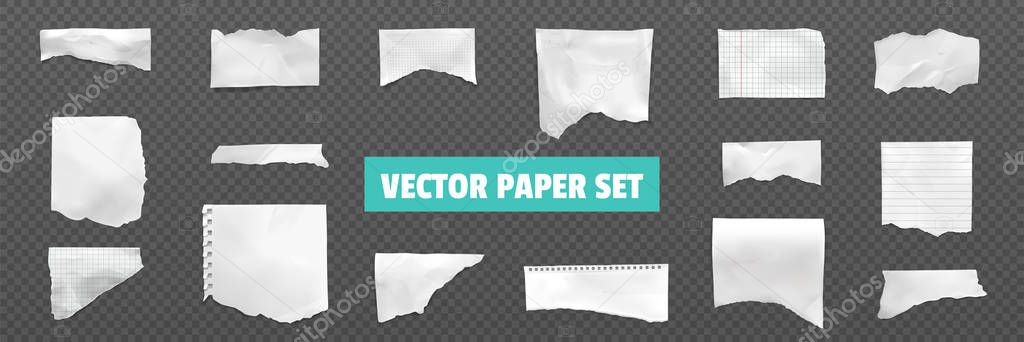 Ripped Torn Paper Realistic Set 