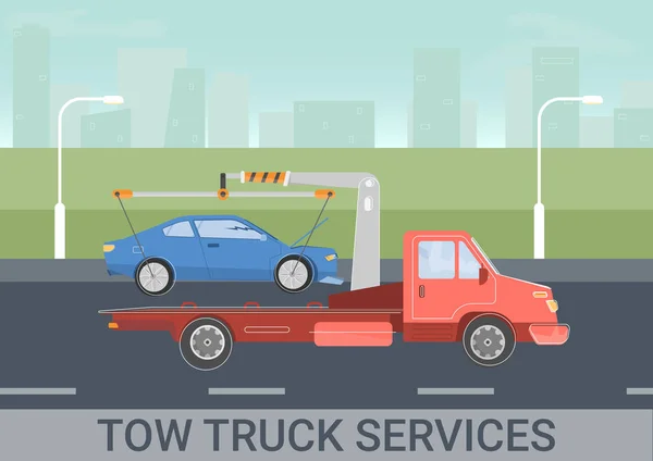 Εικονογράφηση υπηρεσιών φορτηγών Tow — Διανυσματικό Αρχείο