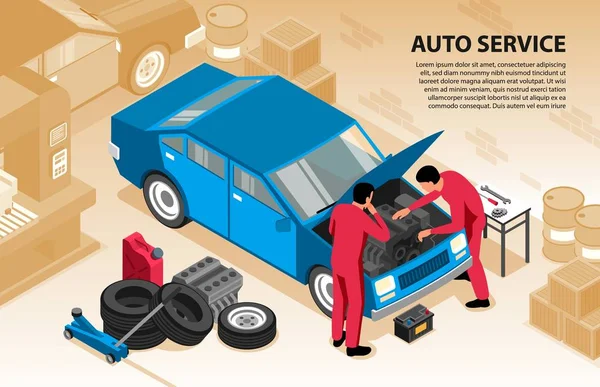 Fundo de Serviço de Auto Isométrico —  Vetores de Stock