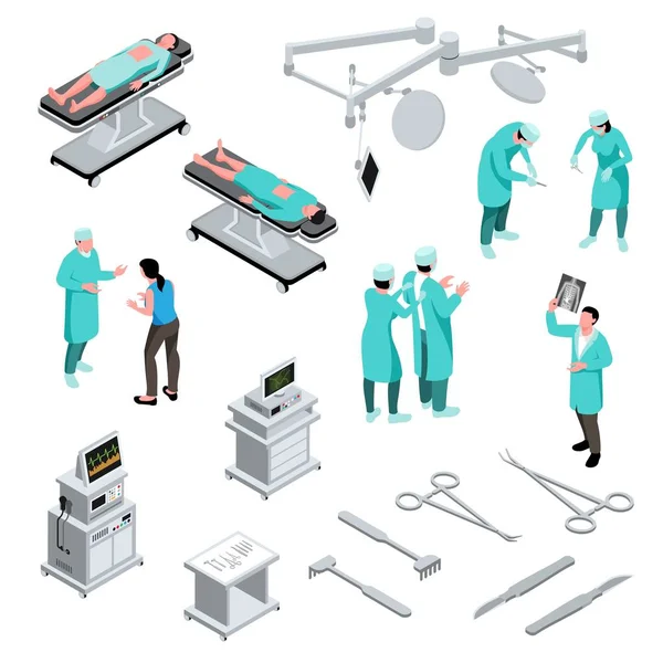 Isometric Surgeon Icons Collection — Stock Vector