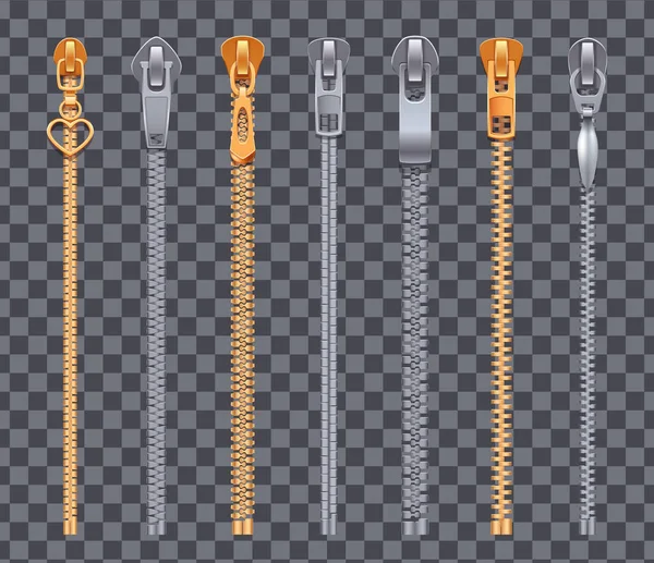 Bandes de fermeture à glissière ensemble transparent — Image vectorielle