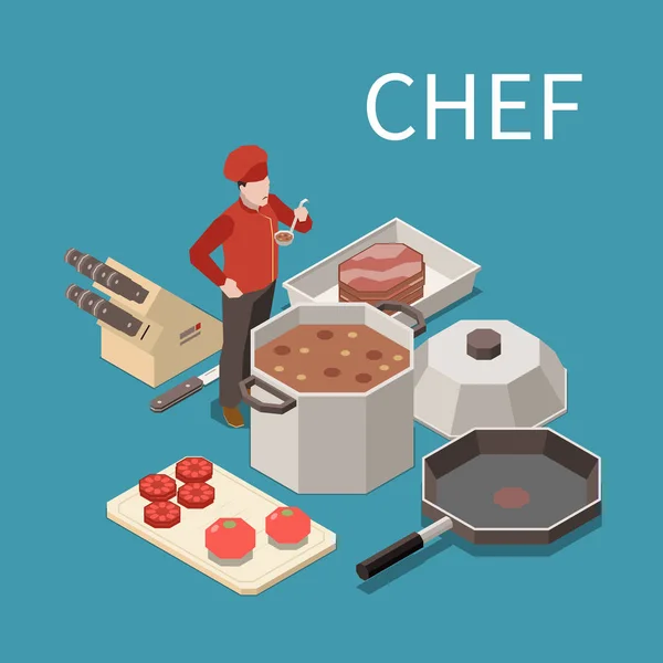 Professionele keuken Chef samenstelling — Stockvector