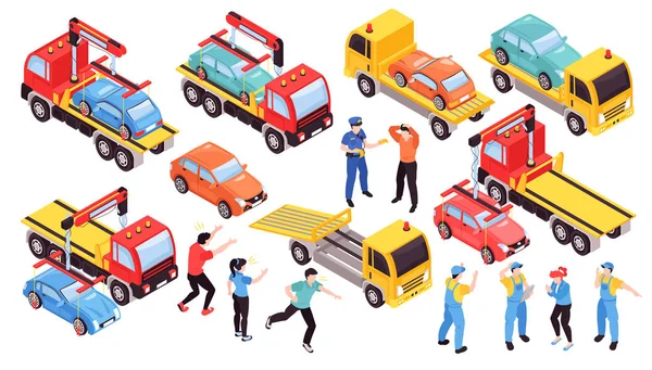 Set di icone isometriche per camion — Vettoriale Stock
