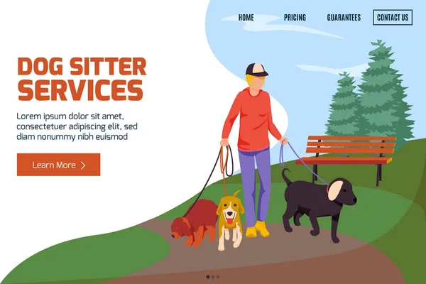 Dog Sitter Service Website — 스톡 벡터
