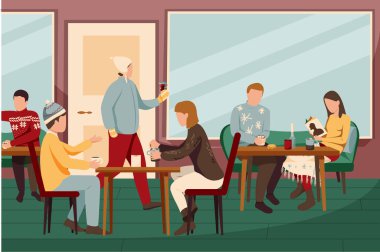 Christmas Restaurant Flat Composition