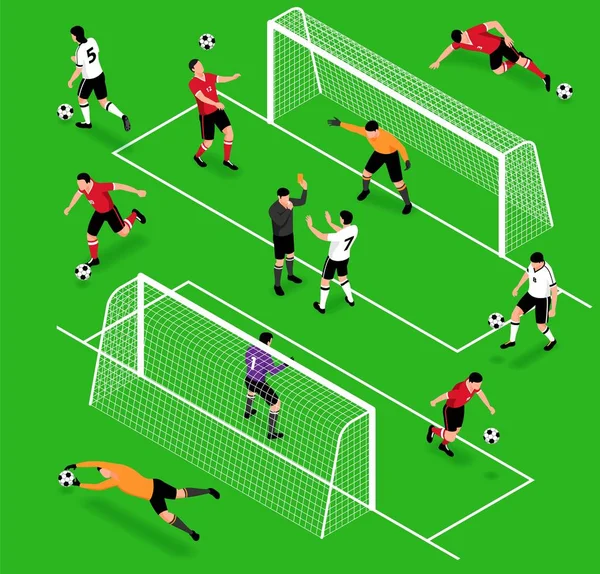 Juego de deportes de fútbol isométrico — Vector de stock