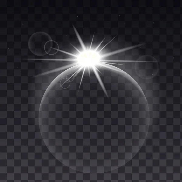 Planet Eclipse Light Effect Transparent Composition — Stok Vektör