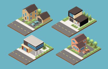 Banliyö Binaları Isometric Koleksiyonu