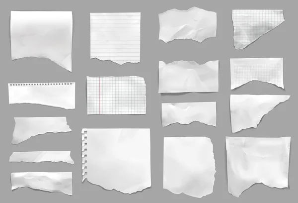 Ripped Torn Paper Realistic Set — Stock Vector