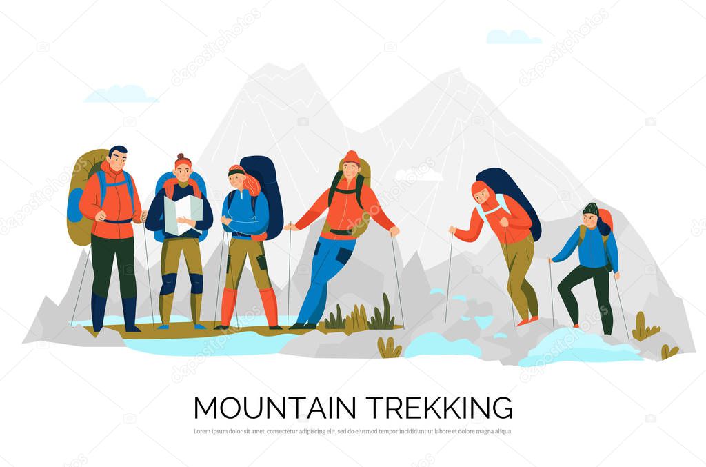 Camping Hiking Tourism Composition 