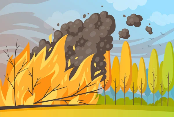 森林火灾卡通组合 — 图库矢量图片
