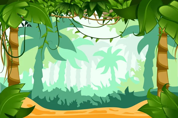 Paisagem tropical dos desenhos animados de Liana — Vetor de Stock