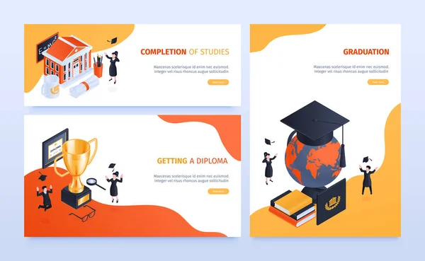 Diploma de Graduación Banners Horizontales — Vector de stock