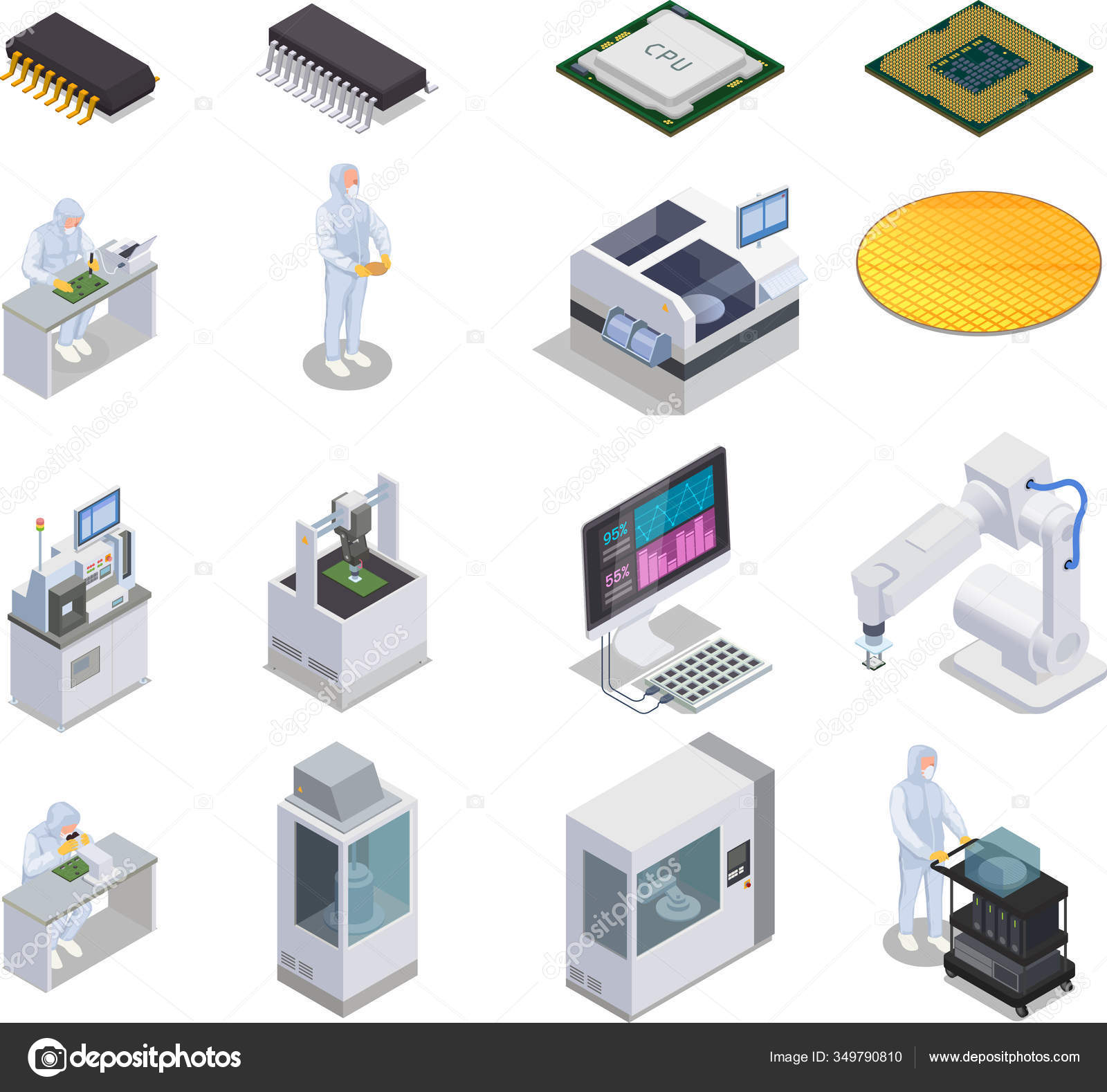 Yarı iletken Üretim Simgesi Ayarları — Stok Vektör