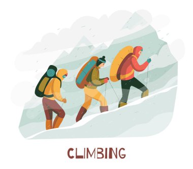 Mountains Climbing Camping Composition  clipart