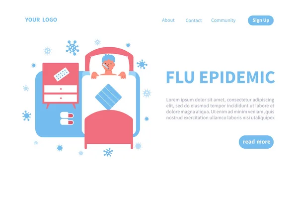 Influensaepidemisk webbsida — Stock vektor