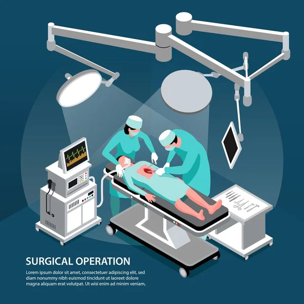 Sfondo dell'operazione chirurgica isometrica — Vettoriale Stock