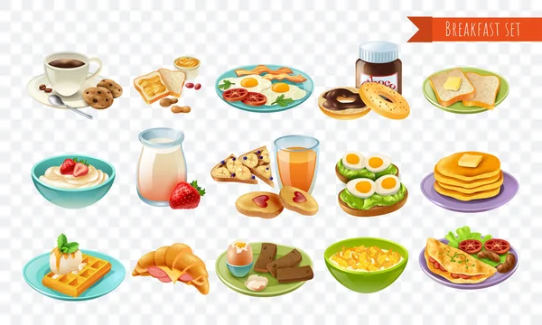 Desayuno transparente conjunto — Vector de stock