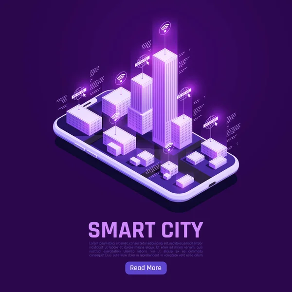 Smart City Isometrisk affisch — Stock vektor