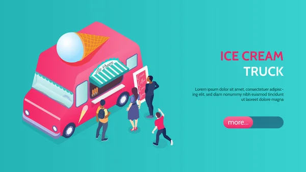 Bannière de camion de crème glacée — Image vectorielle